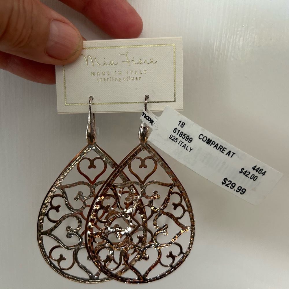 Mia Fiare sterling silver dangle earrings.  New with tags.